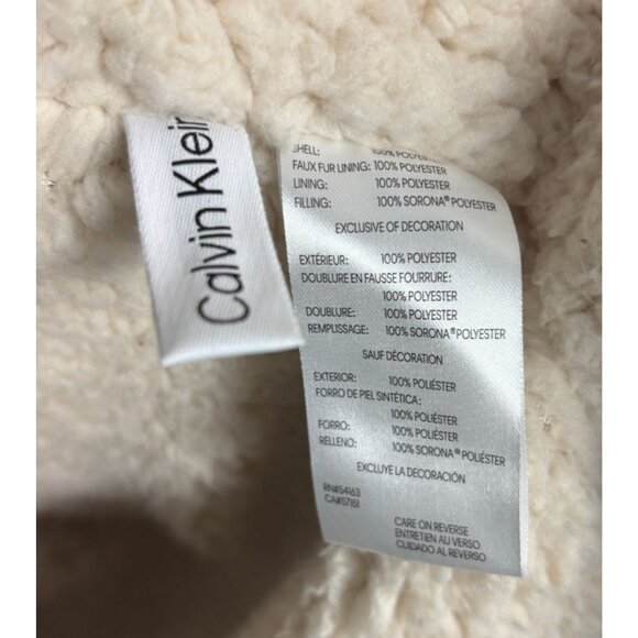 Calvin Klein Mens Hooded Puffer Jacket Sherpa Lined Zip Pockets Black 2XL PO - Picture 7 of 8